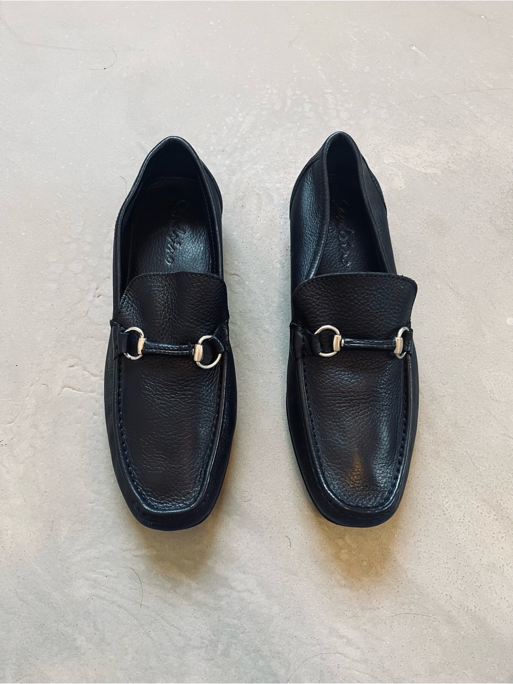 Sandro Moscoloni Sandrino Enrico Horsebit Loafers Black Pebbled Leather size 10
